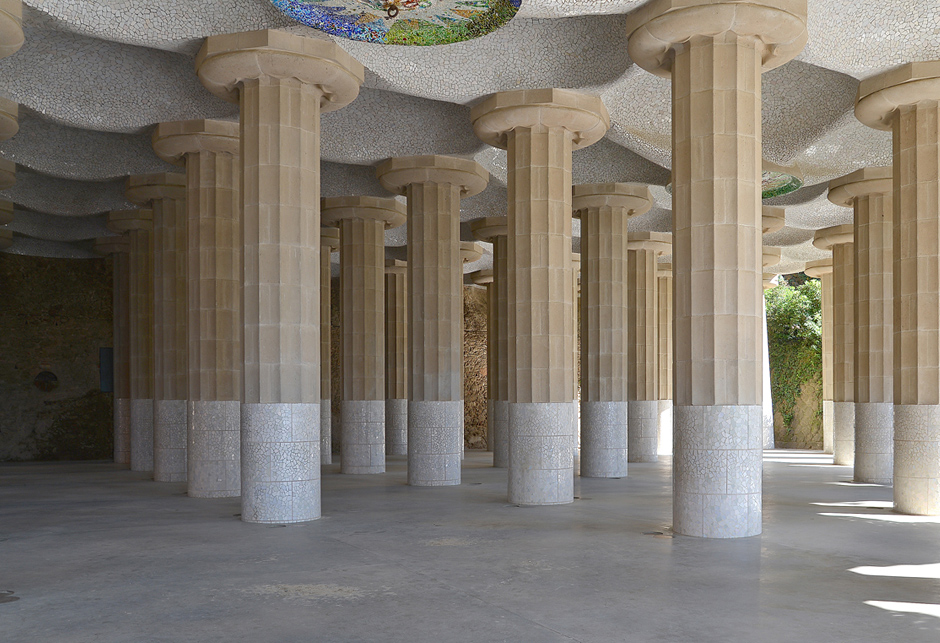 Columnes porxada Sala Hipòstila Park Guell